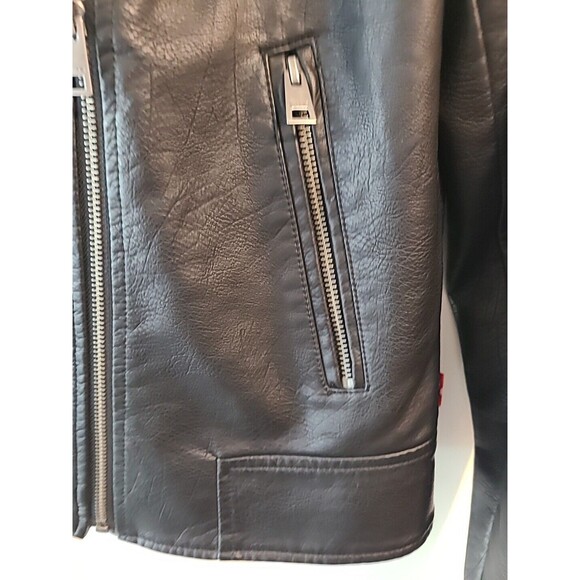 NWT $120 Levi’s Strauss Women Faux Leather Hooded Moto Biker Jacket Black Sz S - Picture 5 of 8